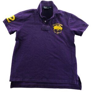 Polo Ralph Lauren Mens Polo Shirt Large Purple Custom Embroidered Short Sleeve